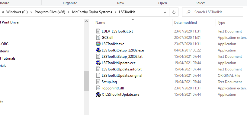 These are the files you should have in your LSS Toolkit folder